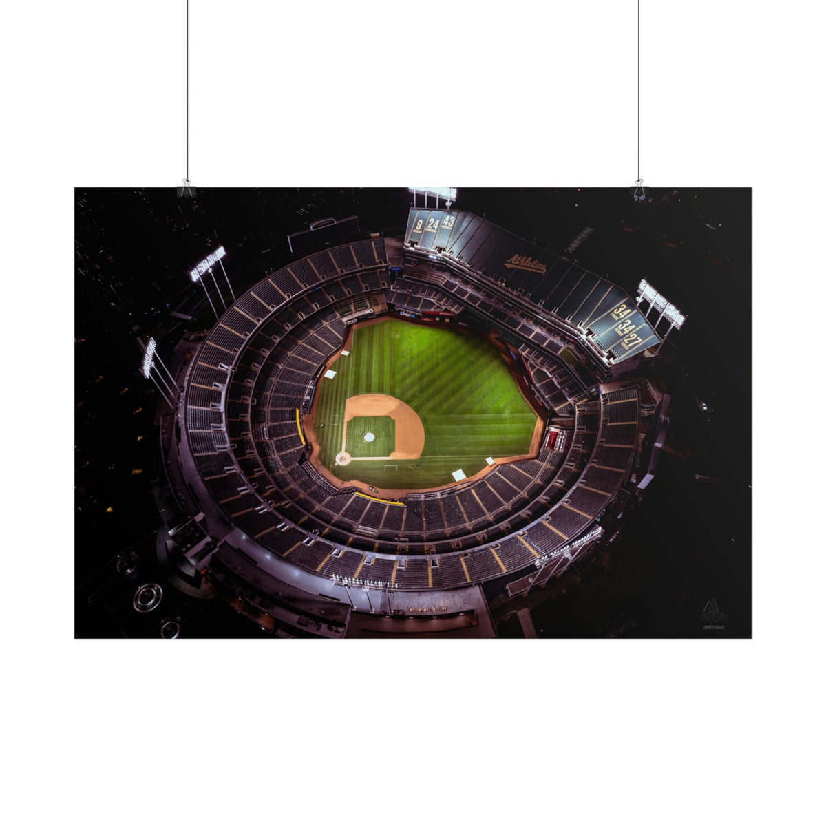 Oakland Coliseum - Night Baseball - Wall Art Poster Decor